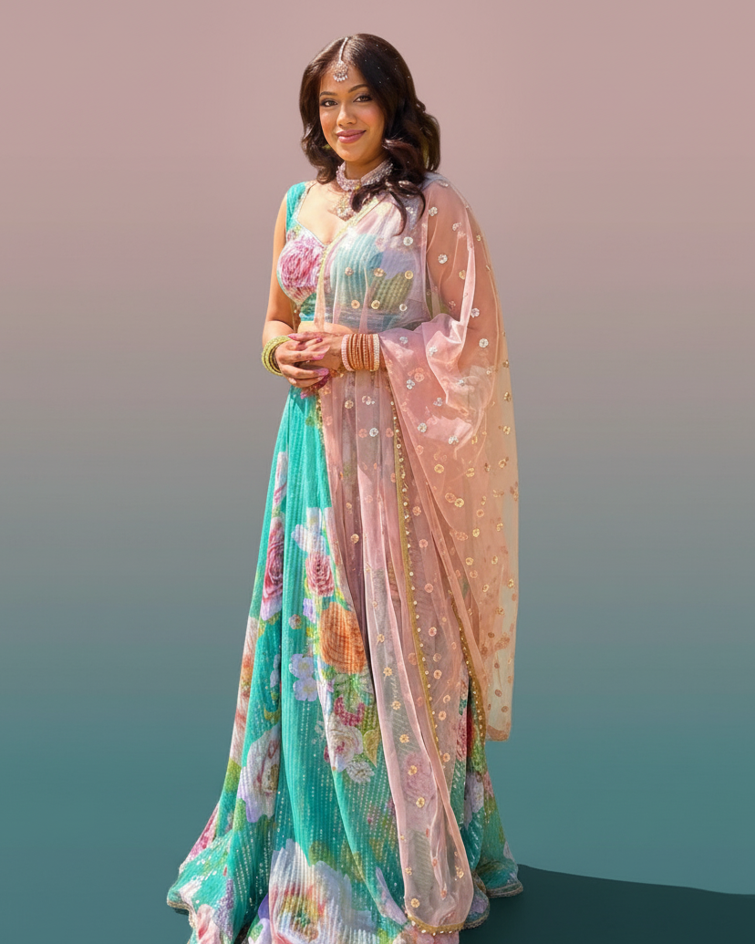 The Pastel Floral Lehenga Ensemble