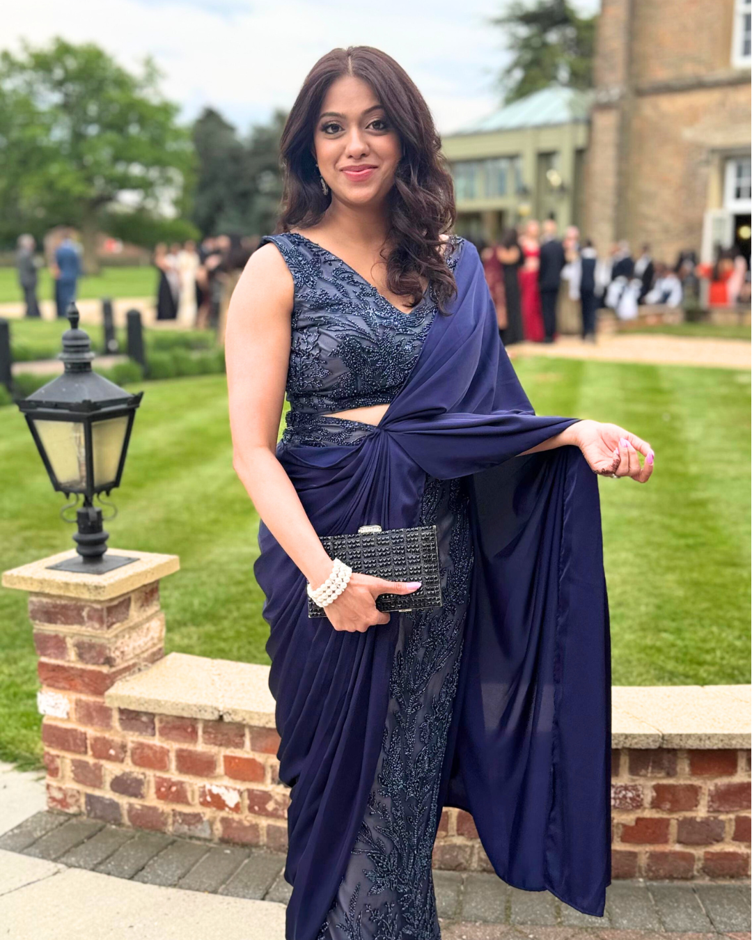 Midnight Elegance Pre-Draped Saree